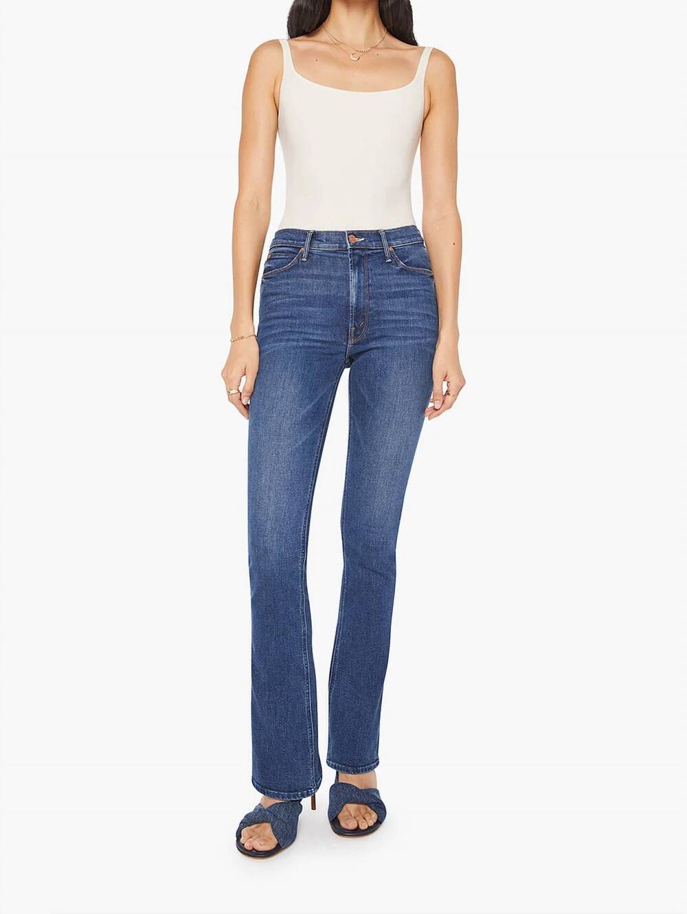 NEW MOTHER high waisted runaway jeans in start ur engine